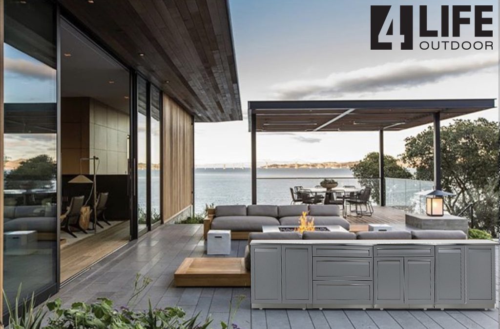Gray Modular Stainless Steel Outdoor Kitchen Cabinets