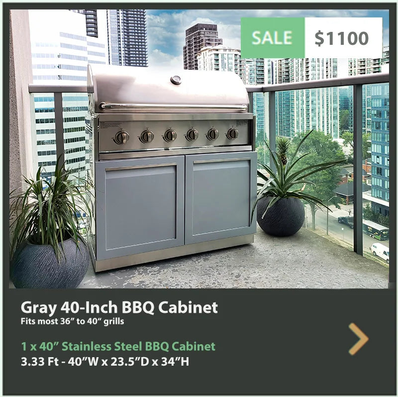 1 PC Gray 40" BBQ Grill Cabinet