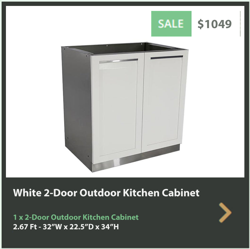 1 PC White 2-Door Outdoor Kitchen Cabinet