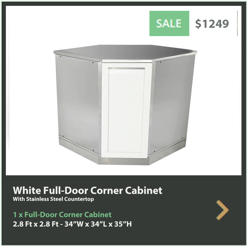 1 PC White Corner Outdoor Kitchen Cabinet