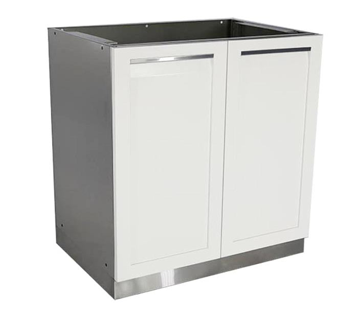 3 PC White Outdoor Kitchen Cabinets: 2-Door Cabinet, 3-Drawer Cabinet, Drawer + 2-Door Cabinet