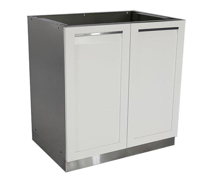 2 PC White Outdoor Kitchen Cabinets: BBQ Grill Cabinet, 2-Door Cabinet