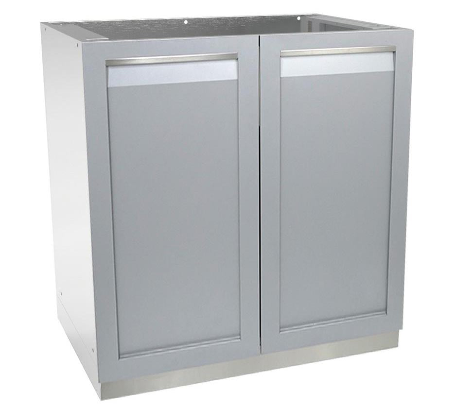 6 PC Gray Kamado Outdoor Kitchen: 2 x 2 Door Cabinet, 3 Drawer Cabinet, 34″ & 88″ Stainless Countertop
