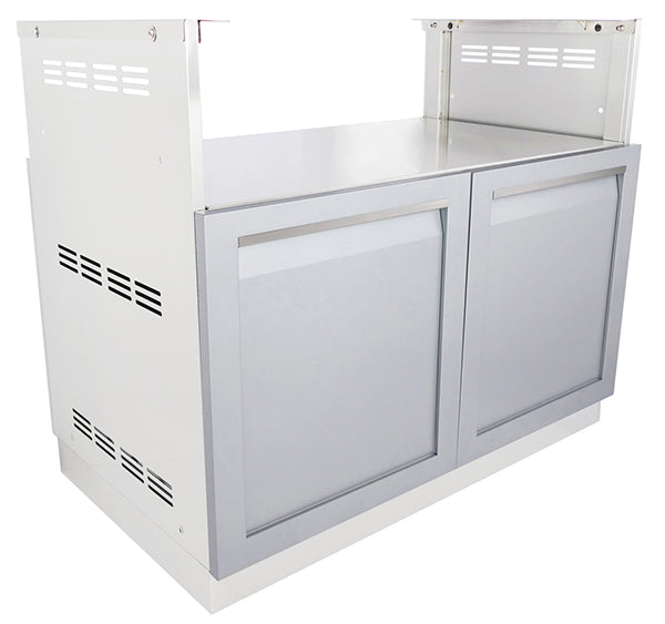 5 PC Gray Outdoor Kitchen: BBQ Grill Cabinet, 2 x 2-Door Cabinet, 2 x 34″ Stainless Countertops