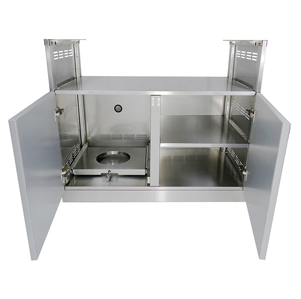 3 PC White Outdoor Kitchen: BBQ Grill Cabinet, 3 Drawer Cabinet & 34" Stainless Countertop